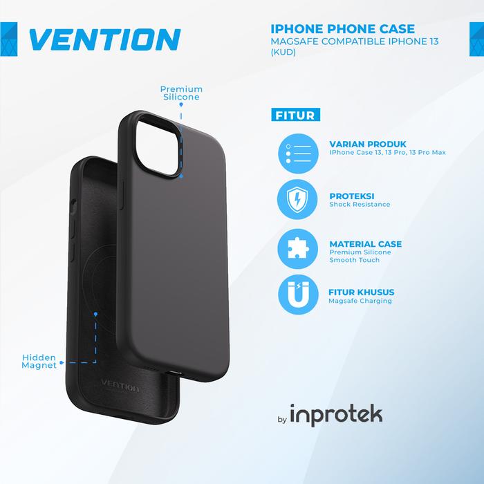 Gambar Vention Casing iPhone 13 Mini Pro Max Premium Silicone Ultra Protection - Black, iPhone 14 dari Inprotek undefined Tokopedia