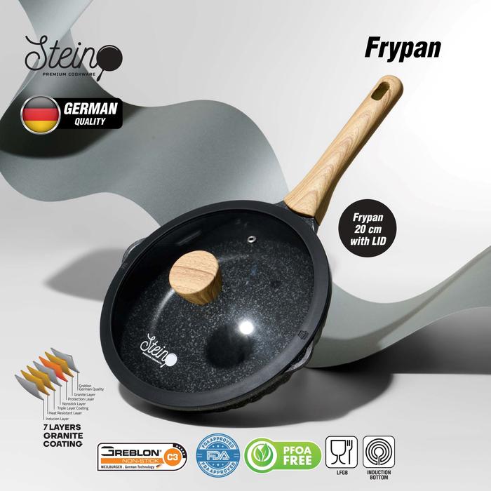 Gambar STEIN Cookware Diamond 2 Fry Pan Panci Penggorengan Anti Lengket 20cm + Tutup - Black dari Steincookware Official Store Kota Administrasi Jakarta Utara Tokopedia