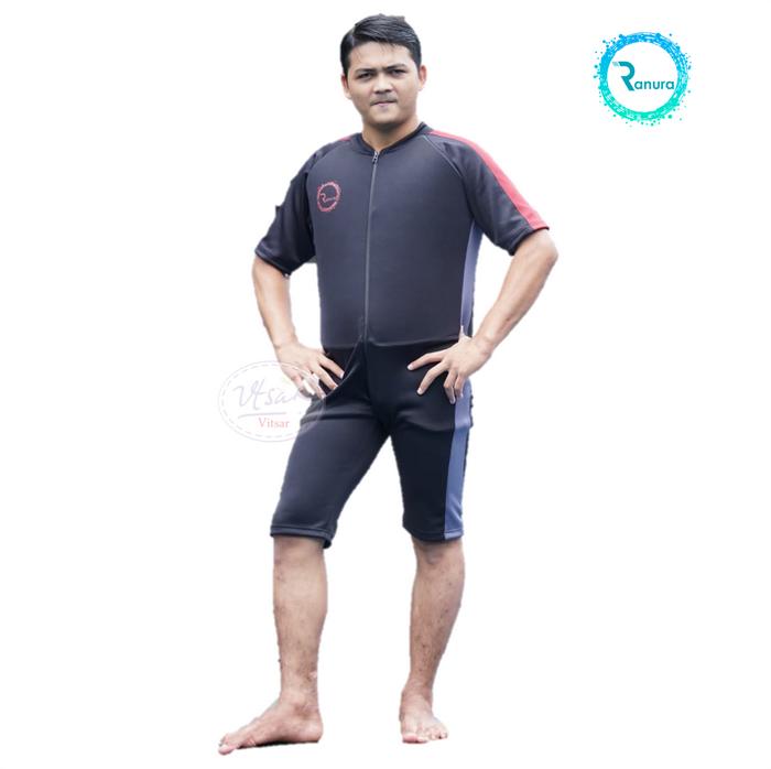 Gambar Baju Renang Mengapung Ranura Lengan Pendek Dewasa Pria - Black Marun, XL dari vitsar undefined Tokopedia
