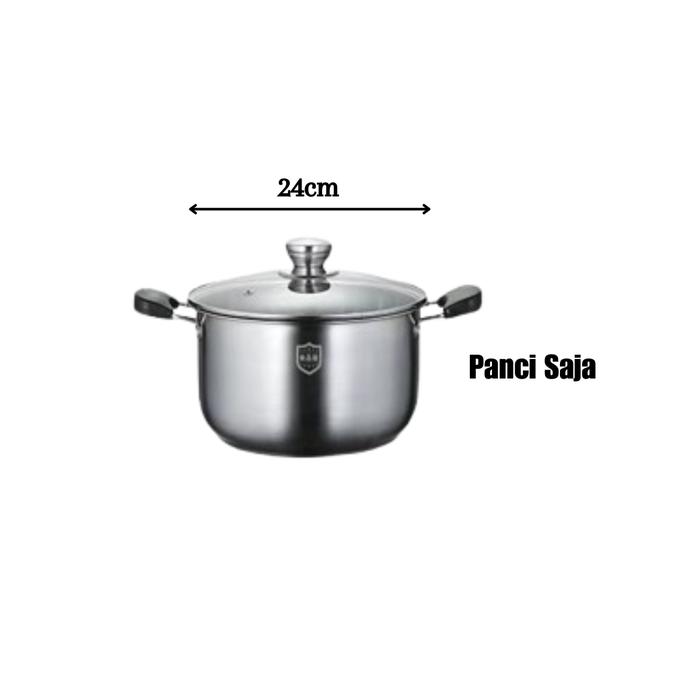 Gambar [11.11 SALE] ESCOOK Panci Soup Panci Susu Dengan Kukusan Stainless Steel Anti Karat Panci Serbaguna Alat Masak Dapur Kitchenware - Panci Soup 24 A dari ES Cookware Official undefined Tokopedia