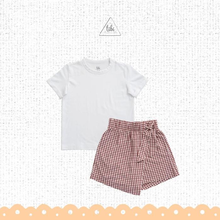 Gambar TIBI Skort Set Girl | Setelan Tencel Setelan Celana Rok Anak Perempuan - Red, 11-12Y dari GAYAkidsStore undefined Tokopedia