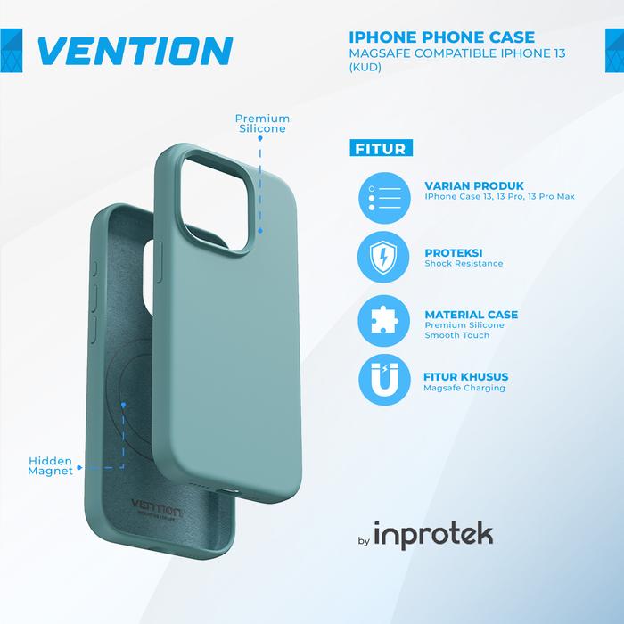 Gambar Vention Casing iPhone 13 Mini Pro Max Premium Silicone Ultra Protection - Green, iPhone 14 dari Inprotek undefined Tokopedia
