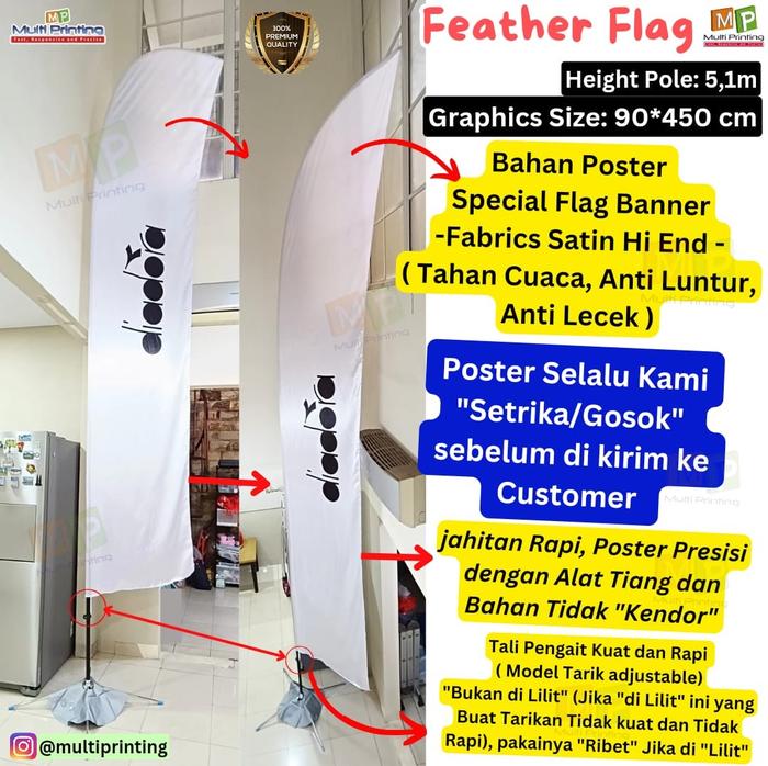 Gambar flag banner 5m-flying banner 5 meter + cetak poster+ beach flag banner - Poster 1 sisi dari Multi Printing Group undefined Tokopedia