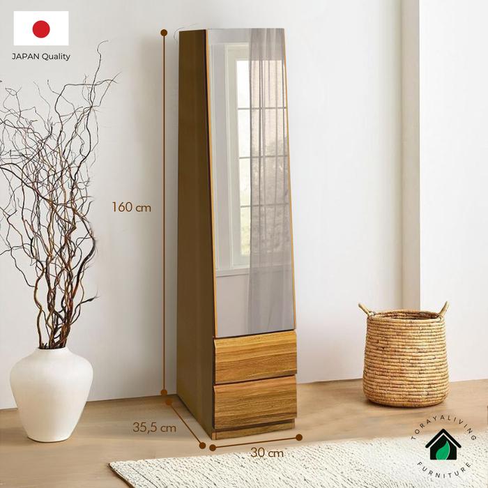 Gambar Toraya - Hinata Lemari Rias / Meja Rias Model 2 :  Lemari Pakaian Cermin / Lemari Cermin Full Body / Lemari Minimalis / Lemari Penyimpanan / MR-CA160 - Natural 30cm dari TorayaLiving undefined Tokopedia