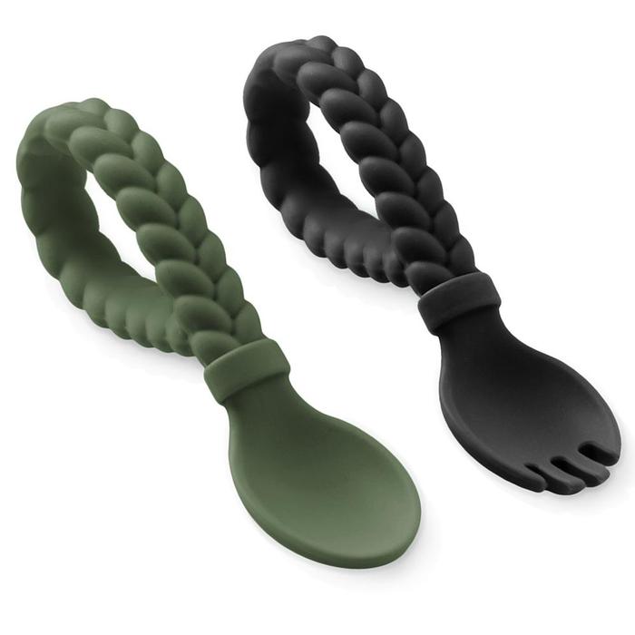 Gambar Itzy Ritzy Sweetie Spoons Silicone Baby Fork + Spoon | Alat Makan Bayi - Camo & Midnight dari CV SATYA undefined Tokopedia