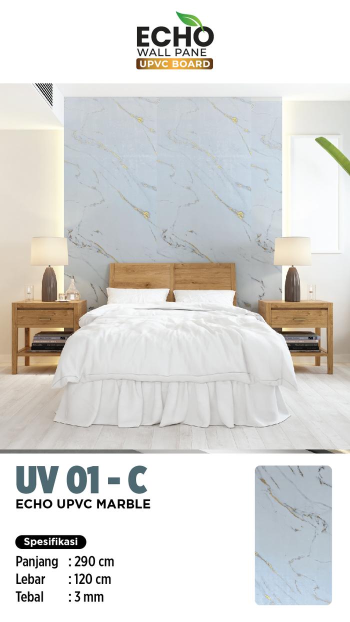 Gambar Panel Flat 3mm Series C / UPVC Panel Marble Untuk Dinding Dapur / Ruang Tamu / Backdrop TV - UV 01 C dari Unique Carpet & Decoration undefined Tokopedia