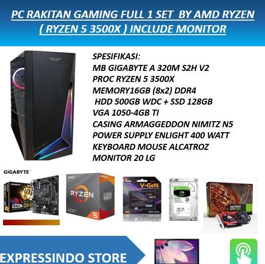 Jual PC RAKITAN GAMING BY AMD RYZEN 3500X INCLUDE MONITOR Kab