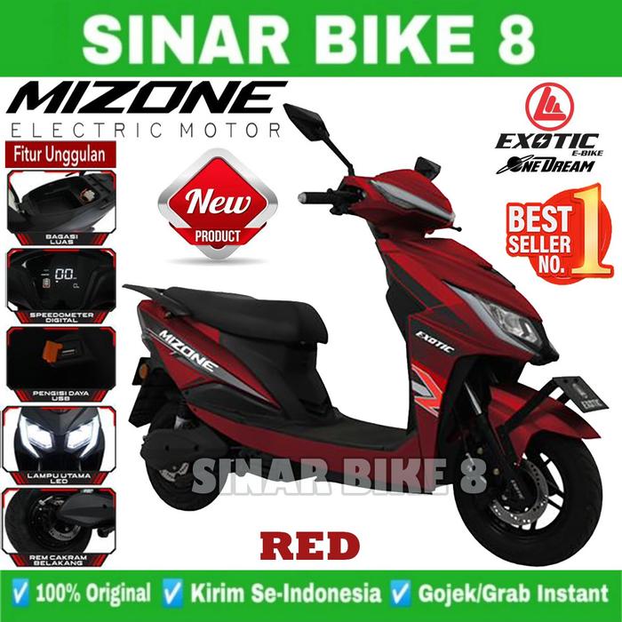 Gambar Sepeda Motor Listrik EXOTIC MIZONE BY PACIFIC 1000 Watt Electric E Motor Bike - Red  dari Toko Sepeda Sinar Bike 8 undefined Tokopedia