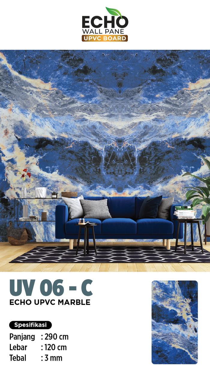 Gambar Panel Flat 3mm Series C / UPVC Panel Marble Untuk Dinding Dapur / Ruang Tamu / Backdrop TV - UV 06 C dari Unique Carpet & Decoration undefined Tokopedia