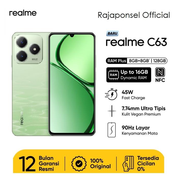 Gambar Realme C63 RAM 8/128GB Camera 50MP NFC Baterai 5000mAh 45W - Jade Green dari Unicell BEC undefined Tokopedia