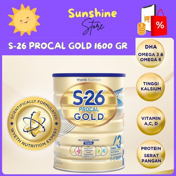 Gambar S-26 PROCAL GOLD Tahap 3 Rasa Vanila Susu Pertumbuhan Anak Usia 1-3 Tahun - Kaleng 1600 Gr dari Sun Shine Store-ID undefined Tokopedia