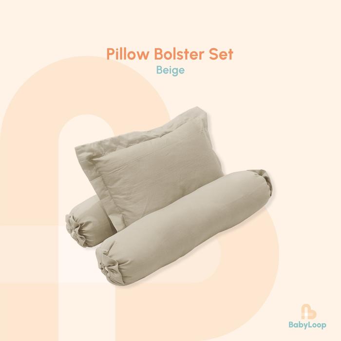 Gambar Bantal Guling - Pillow Bolster Set Japanese Cotton Plain - Baby Loop - Beige dari Baby Loop Authorized Reseller undefined Tokopedia
