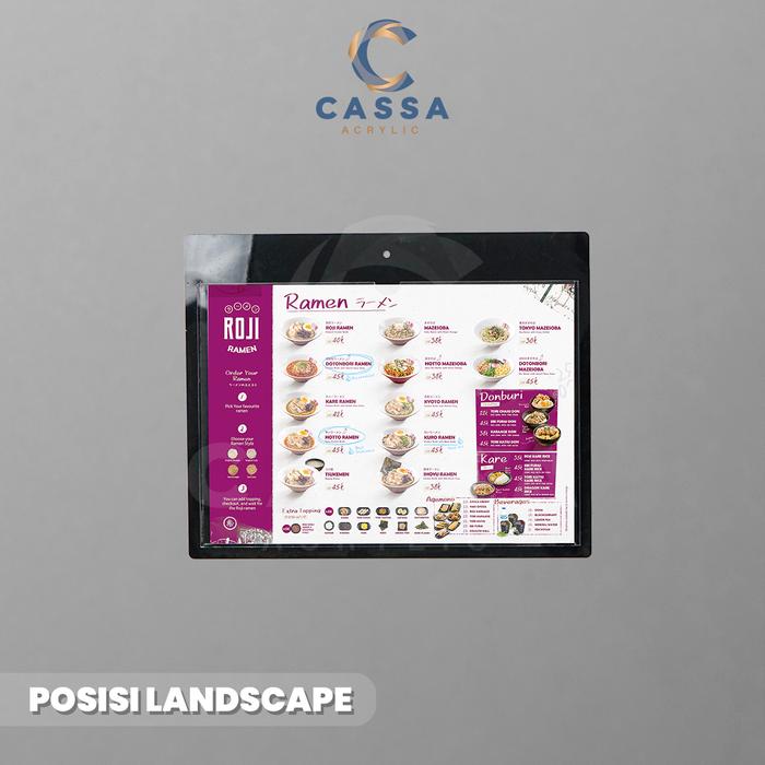 Gambar Tempat Brosur Dinding A4 Akrilik Pocket Hitam - LANDSCAPE dari Cassa Acrylic undefined Tokopedia