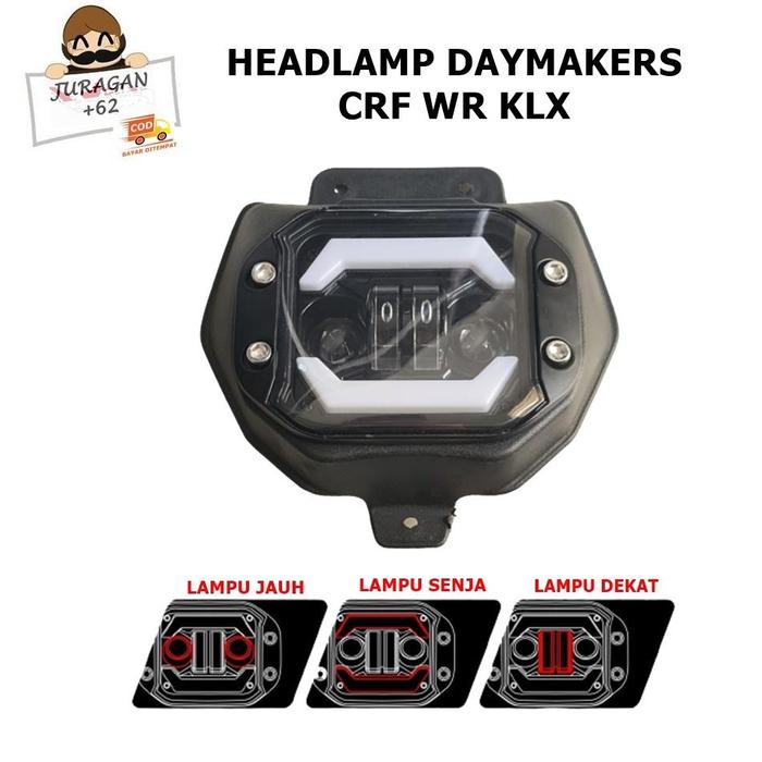 Gambar HEADLAMP DAYMAKER CRF KLX WR WR155 DEMEKER DAY MAKER HEAD LAMP MOTOR TRAIL CROSS SUPERMOTO PNP - SATU SET KLX, Biru dari Lampu Motor Aneka undefined Tokopedia