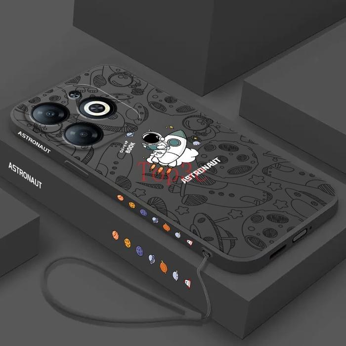 Gambar Infinix Smart 8 / 8 Pro Casing Gambar Softcase Lovely Cartoon Astrounout Trendy Case Free Tali Phone Cover - smart 8, Hitam dari K-Rose Official Store undefined Tokopedia