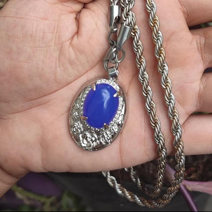 Gambar kalung liontin batu blue mizone ring titanium dari koleksikembarrich undefined Tokopedia