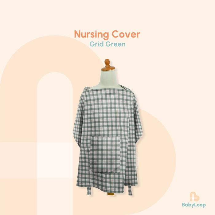 Gambar Apron Menyusui - Nursing Cover Japanese Cotton - Baby Loop - Grid Green dari Baby Loop Authorized Reseller undefined Tokopedia