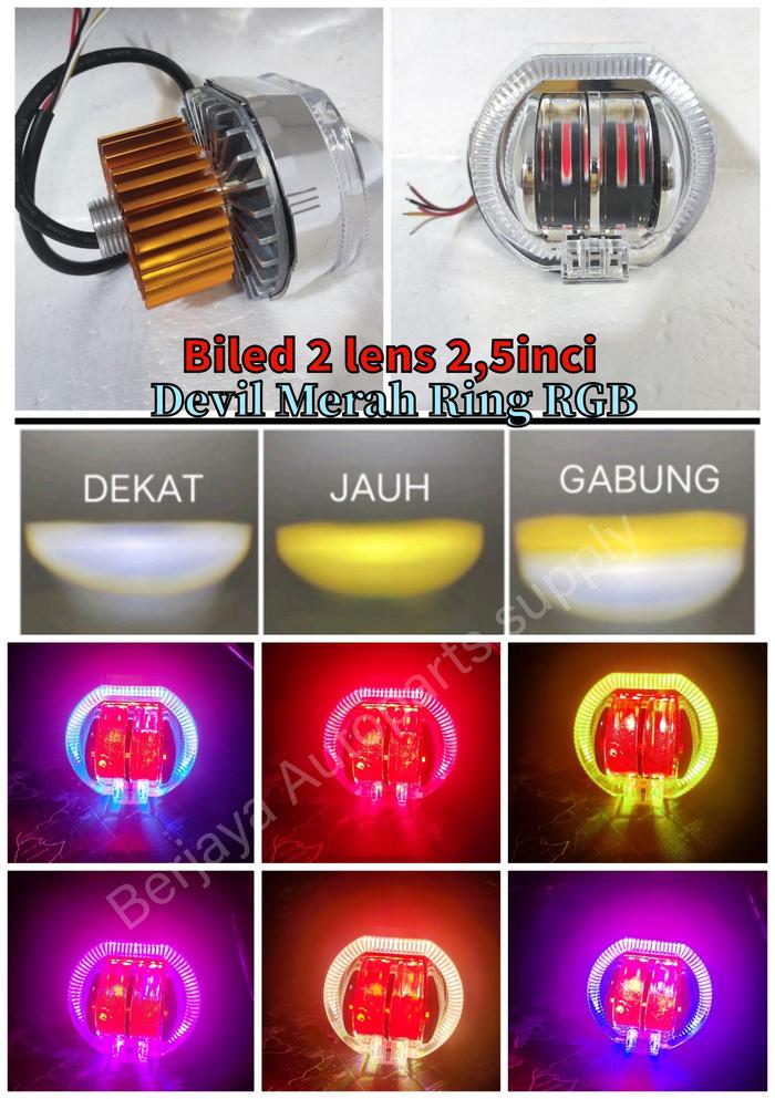 Gambar Lampu Daymaker Projie Biled 2.5 inch 2 Lensa High Low plus senja Devil Shroud dari Berjaya Autolight Medan undefined Tokopedia
