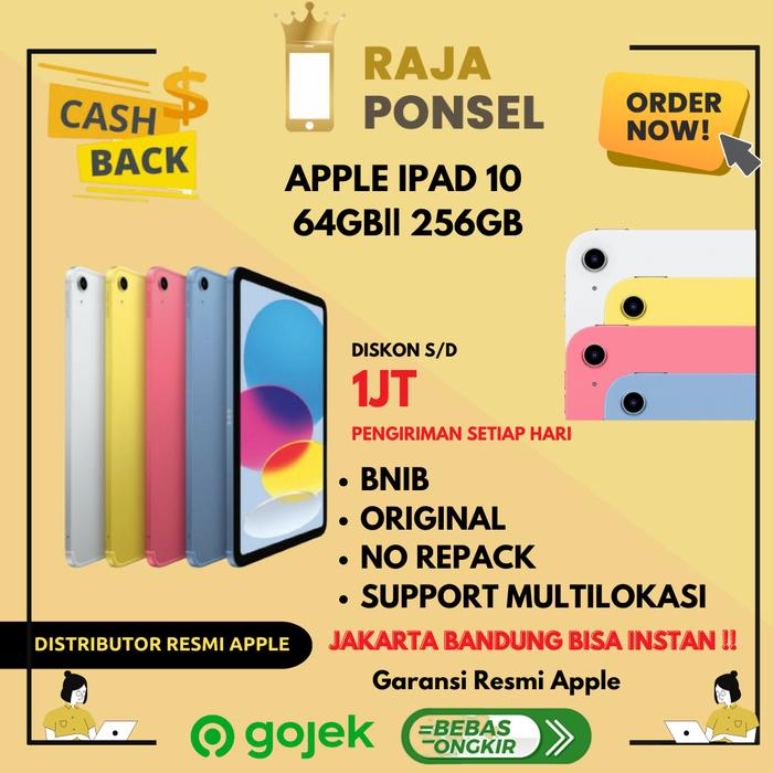Gambar Apple iPad 10 Gen 10 2022 10.9" 256GB / 64GB Silver Blue Pink Yellow - 256GB, BLUE dari Rajaponselcom undefined Tokopedia