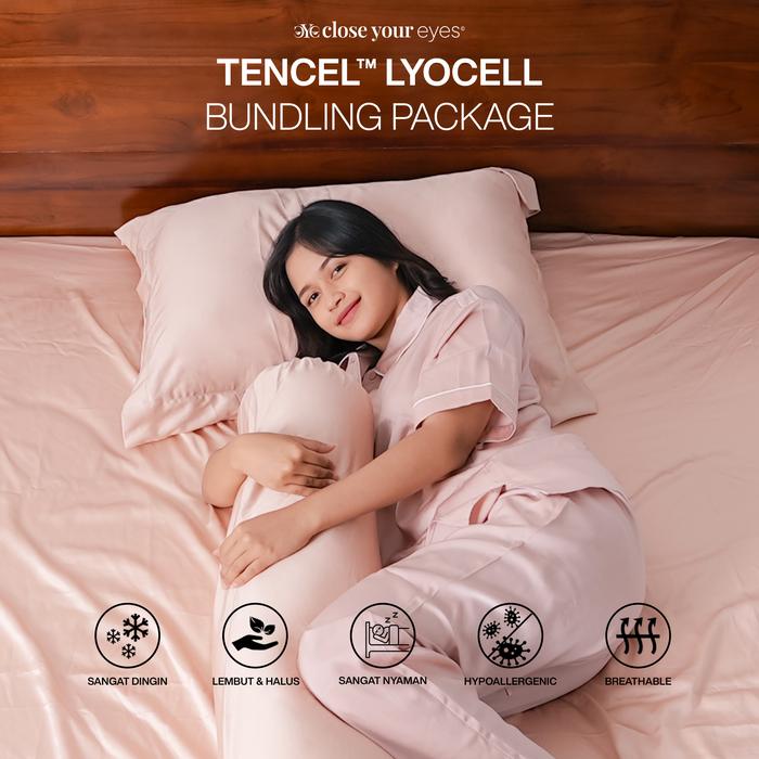 Gambar Close Your Eyes - Bundling Sarung Bantal dan Sarung Guling Tencel Lyocell 60s Serat Bambu Organic - Set Pillowcase And BolsterCase - Nude Pink, Set Standard dari Close Your Eyes Official undefined Tokopedia