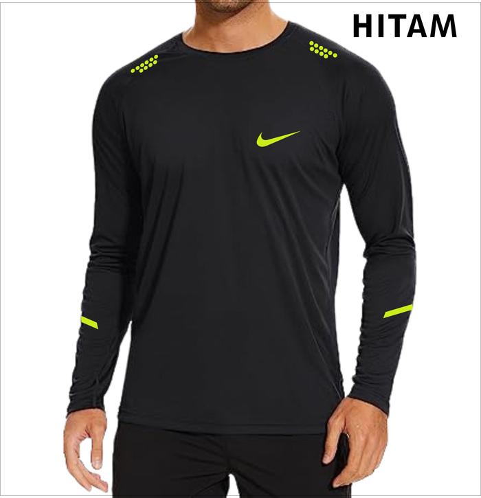 Gambar Kaos Olahraga Lengan Panjang Pria Wanita Dry Fit Sport Drifit Jersey - Hitam, M dari HLQ Store undefined Tokopedia