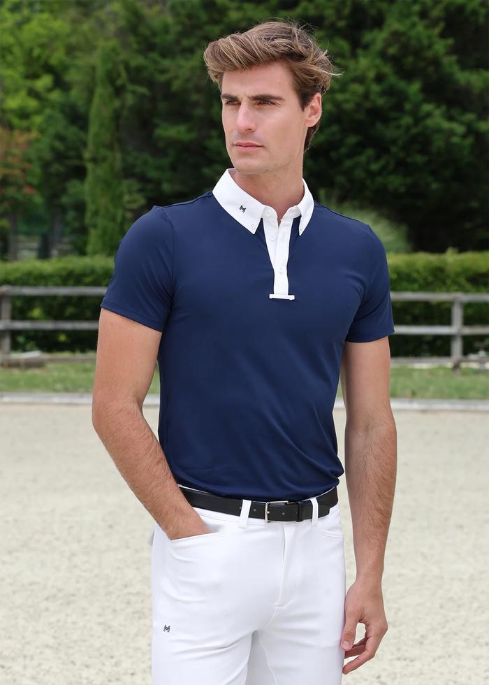 Gambar MAXIMILIAN EQUESTRIAN MEN ACTIVE SHORT SLEEVE COMPETITION SHIRT - NAVY, S dari Horzies Munchies undefined Tokopedia
