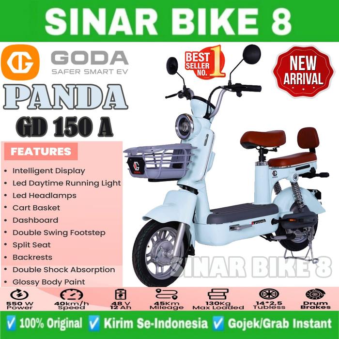 Gambar Sepeda Listrik GODA 150A GOLDEN PANDA 550 Watt Electric E Bike - Blue  dari Toko Sepeda Sinar Bike 8 undefined Tokopedia