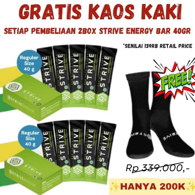 Gambar STRIVE Energy Bar Beli 2BOX 40g Cemilan Sehat Olahraga FREE KAOS KAKI Terlaris - COCO PANDAN dari Fitness ROMA undefined 5 Tokopedia