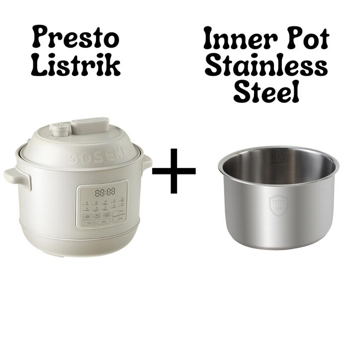 Gambar SOSEKI Panci Presto Listrik Multifungsi 3.0L / 10 Menu Pressure Cooker - Paket1 dari DuDuMia undefined Tokopedia