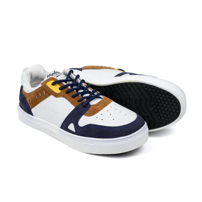 Gambar Sepatu Pria Kasual Kulit Kode Working T-22 Size 39 s/d 43 - Putih Navy, 42 dari WORKING SNEAKERS FOR YOU OFFICIAL SHOP undefined Tokopedia