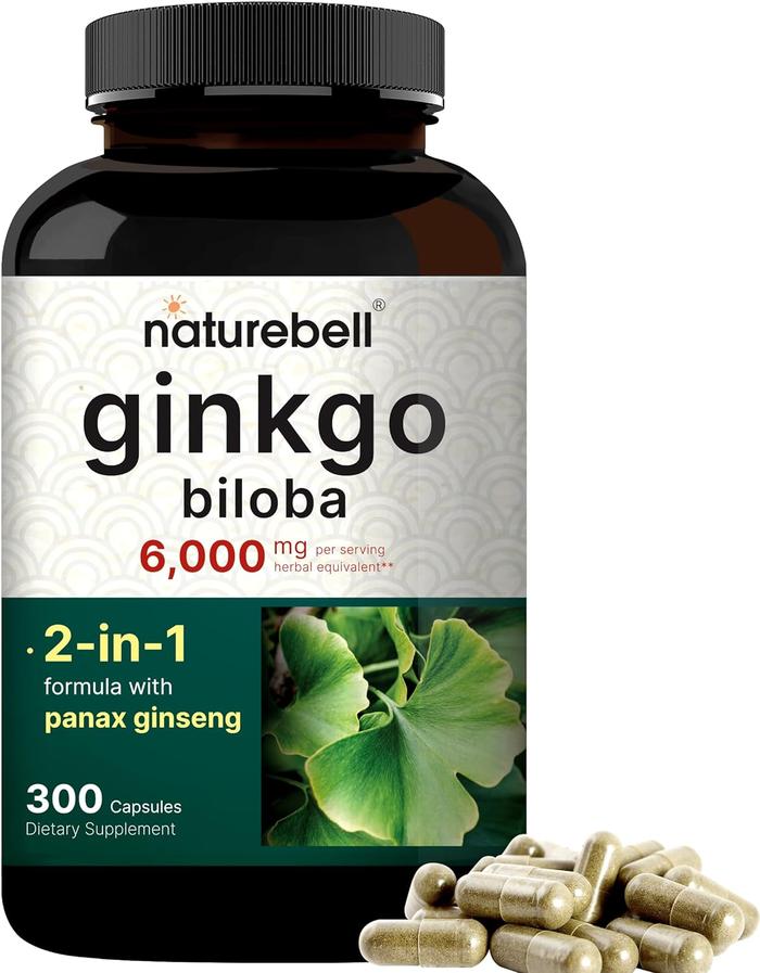 Gambar NatureBell Ginkgo Biloba 6,000mg with Panax Ginseng 500mg 300 Capsules For Memory, Focus, and Brain Health dari madeinUS undefined Tokopedia