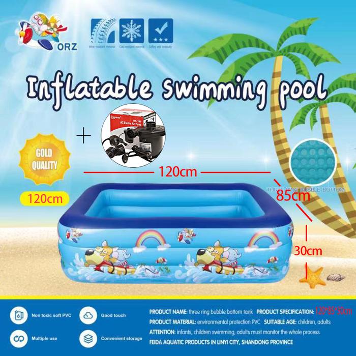 Gambar Kolam Renang Anak Jumbo 210cm Inflatable Portable Swimming Pool For Kids 1.8M Kolam Renang Tiup Kolam Mandi Anak - 120cm+Pompa dari TiPoSun undefined Tokopedia