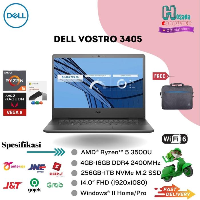 Promo LAPTOP DELL VOSTRO 3405 RYZEN 3500U 8GB 256GB SSD WIN10