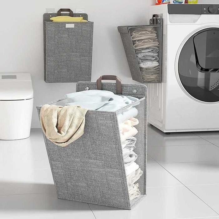 Gambar KERANJANG GANTUNG TEMPAT CUCIAN BAJU PAKAIAN KOTOR LAUNDRY BAG LIPAT - GRAY A dari BStore id Official undefined Tokopedia