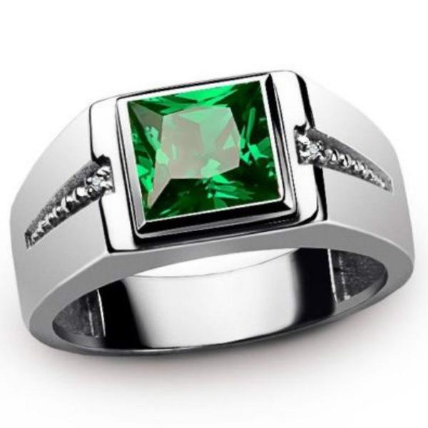 Gambar Cincin Silver Batu Hijau Mewah / Cincin Pria Titanium Batu Zirkon Sintetis Simple Elegant / Green Signet Synthetic Rhinestones Ring Import / Aksesoris Pria Laki Cowok Biker Punk Classic Vintage Retro Fashion Accessories Men Big Ring Elegant Premium Luxury - 7 dari Shine Glamour undefined Tokopedia