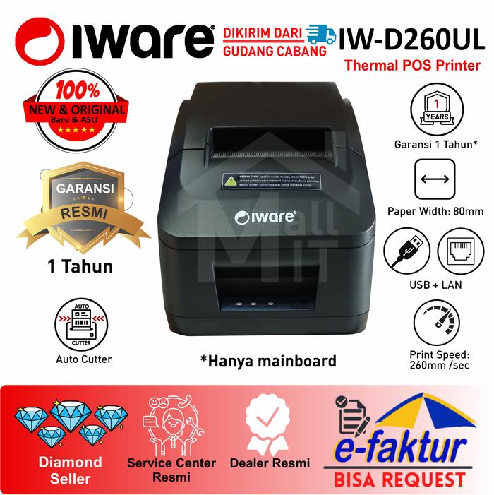 Gambar JKT PRINTER KASIR THERMAL BLUETOOTH IWARE IW-D260BT IW D260BT D260 BT - USB+LAN dari Mall IT Jakarta undefined Tokopedia