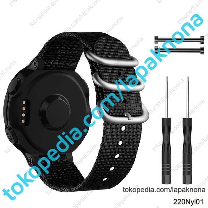 Gambar 15mm-22mm Strap NYLON Garmin Forerunner 220 235 620 630 735XT S5 S6 S20 Tali Jam Pin Connector - 1-BlackSilver dari lapaknona. undefined Tokopedia