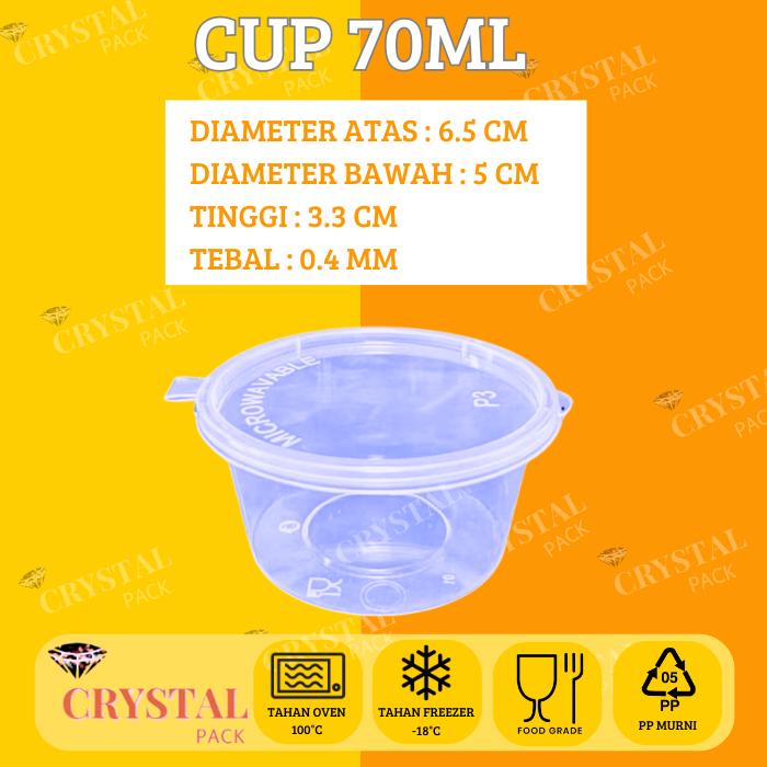 Gambar Thinwall Cup Sambal Klip 40ml 50ml 60ml 70ml Pack Cup Sambal New / Tempat Sambal Saos Klip - Cup 70ml dari Crystal Pack undefined Tokopedia