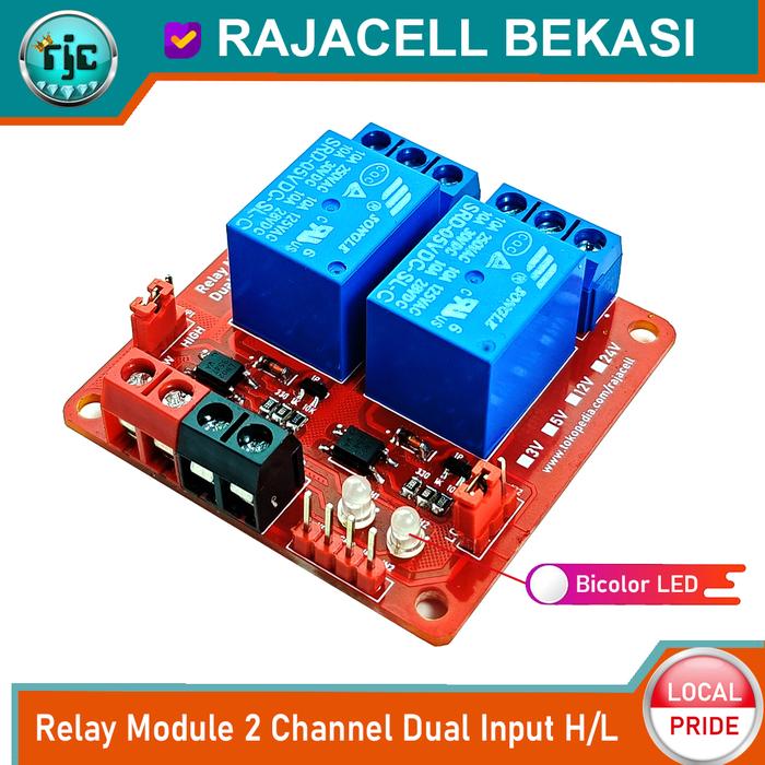 Gambar Relay Module DUAL INPUT High-Low Trigger  3,3V 5V 12V 24V Robotdany for Arduinoo ESP8266 ESP32 - 2 Channel, 12V dari Rajacell Bekasi undefined Tokopedia