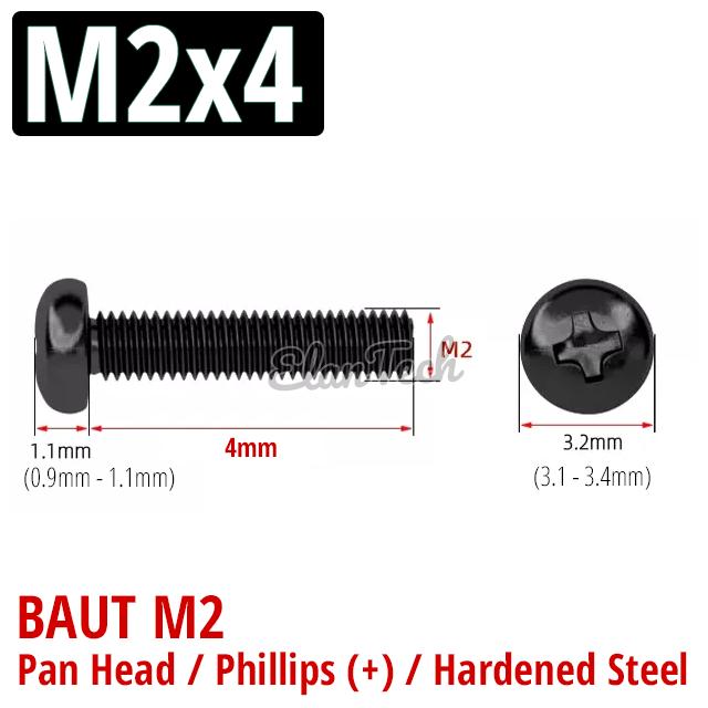 Gambar Baut M2 3mm - 20mm Hitam Hardened Steel Bolt Baja 2mm Black Elantech - M2x4 dari Elantech undefined Tokopedia