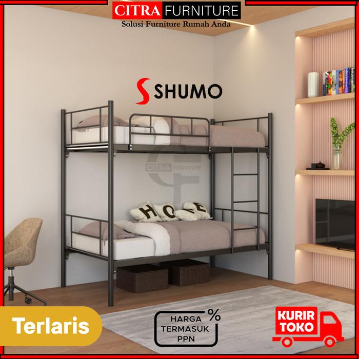 Gambar SHUMO Ranjang Tingkat Besi Kasur 100 / 100 | Bunk Bed Minimalis Susun - 100/100 HITAM, HANYA RANJANG dari Citra furniture undefined Tokopedia