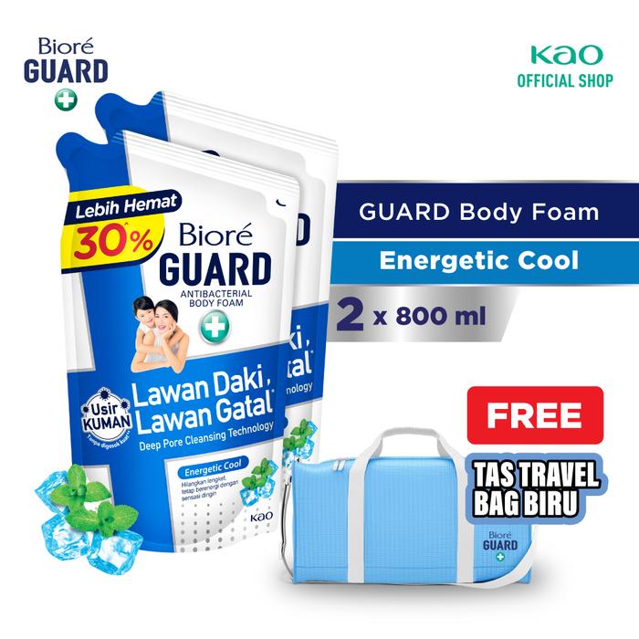 Gambar Biore Guard Energetic Cool 800ml Pouch Twinpack +Gift - Sabun Mandi - Travel Bag Biru dari KAO Indonesia undefined Tokopedia