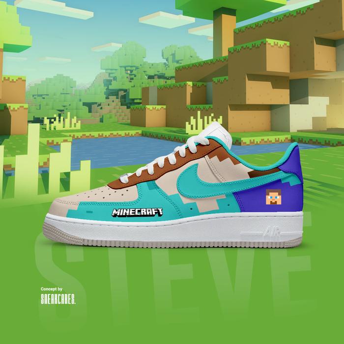 Gambar NIKE AIR FORCE MINECRAFT CUSTOM PAINT - Steve, 7 dari sneakcares team undefined Tokopedia