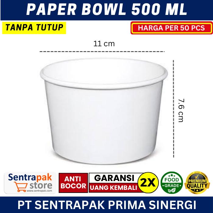 Gambar Paper Bowl 500ml, 650ml, 800ml, 1000ml - Rice Bowl Paper kraft & white - 500ml, Tanpa Tutup dari Sentrapak Shop undefined Tokopedia