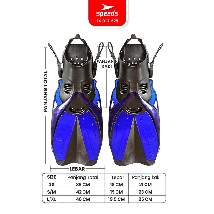 Gambar Sepatu Kaki Katak Fins Diving Renang Snorkeling Dewasa SPEEDS 017-2406 - 625BRU, S/M dari Calary Toys undefined Tokopedia