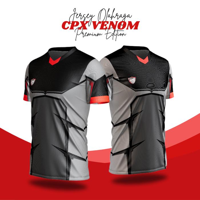 Gambar Baju Kaos Jersey Olahraga  Futsal Lari Badminton Sepeda Awet TahanLama - Venom, M dari CPX Sport undefined Tokopedia
