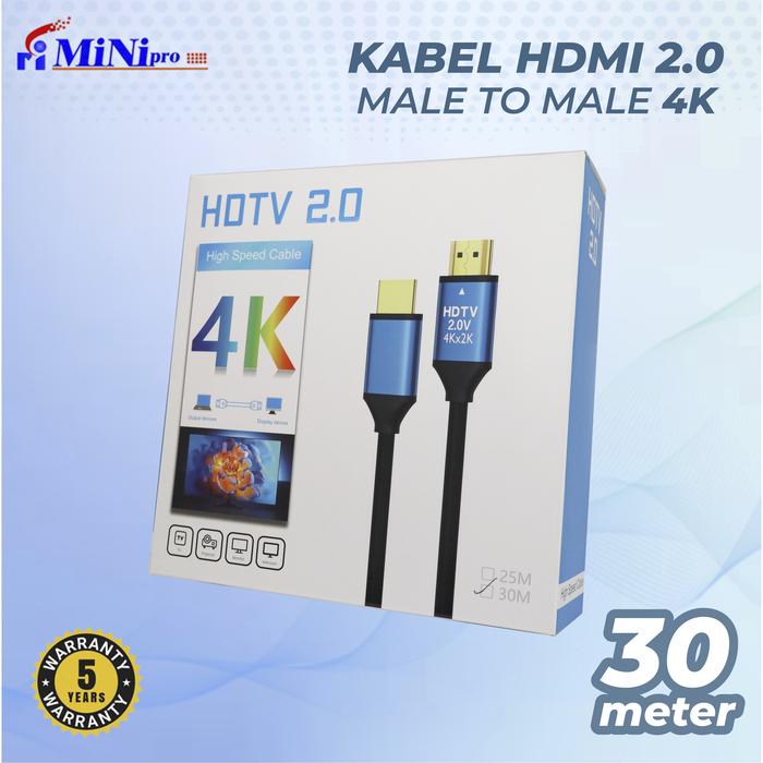 Gambar Kabel HDMI MALE TO MALE 4K HD 20M 30M MINIPRO - 30M dari Minipro Network undefined Tokopedia