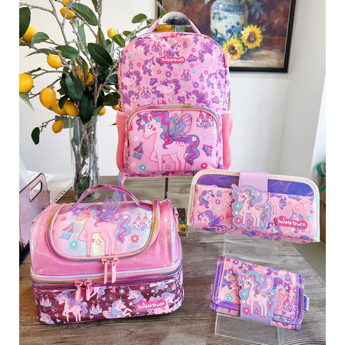 Gambar Paket bundling 4in1 tas ransel anak , tas bekal, kotak pensil, dompet lipat 3 Twinkletouch - unicorn wing dari rexenindonesia undefined Tokopedia
