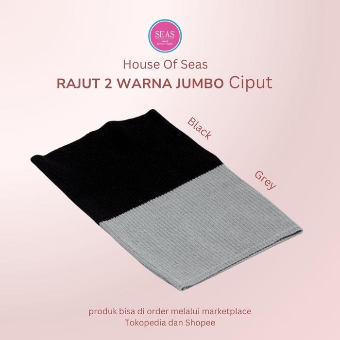 Gambar Ciput bandana rajut dua warna JUMBO / knit two tone / inner hijab - Black - Grey dari House Of Seas undefined Tokopedia