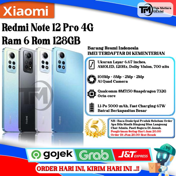 Gambar Xiaomi Redmi Note 12 Pro 4G | 5G Ram 6/128GB | Ram 8/256GB - 4G 6/128GB dari Tiga Mutiara Store undefined Tokopedia